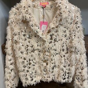 THML Women's Cream Sequin Teddy Jacket
